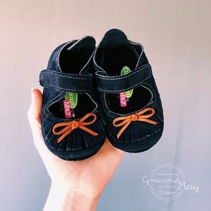 Gracious May size 5 Moccasin shoes suede navy blue